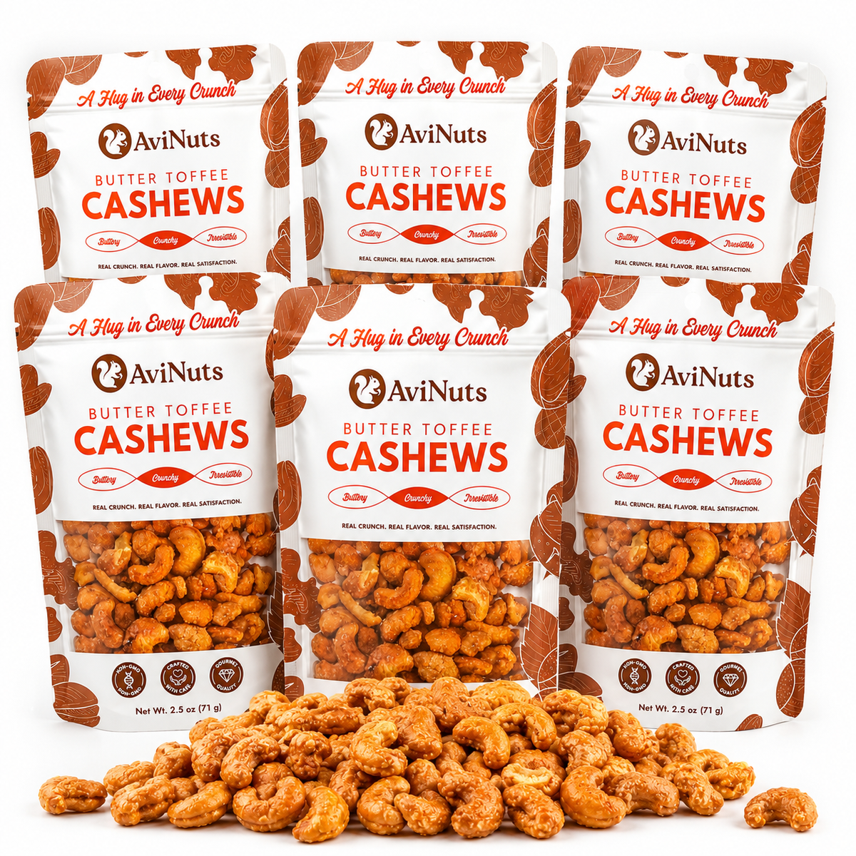 Butter Toffee Cashews | 6 Pack (2.5 oz Each)